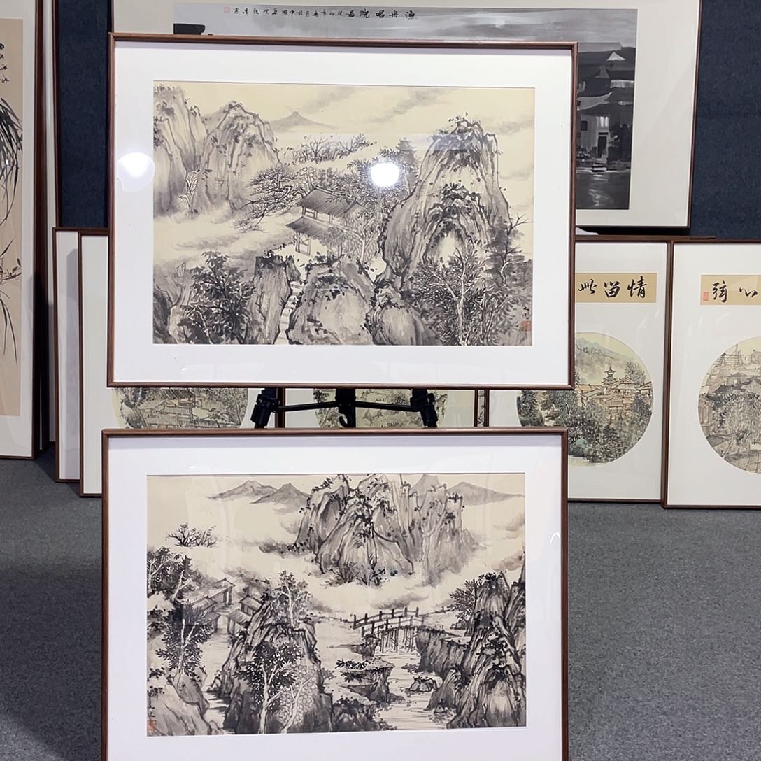 国画手绘画作品带框