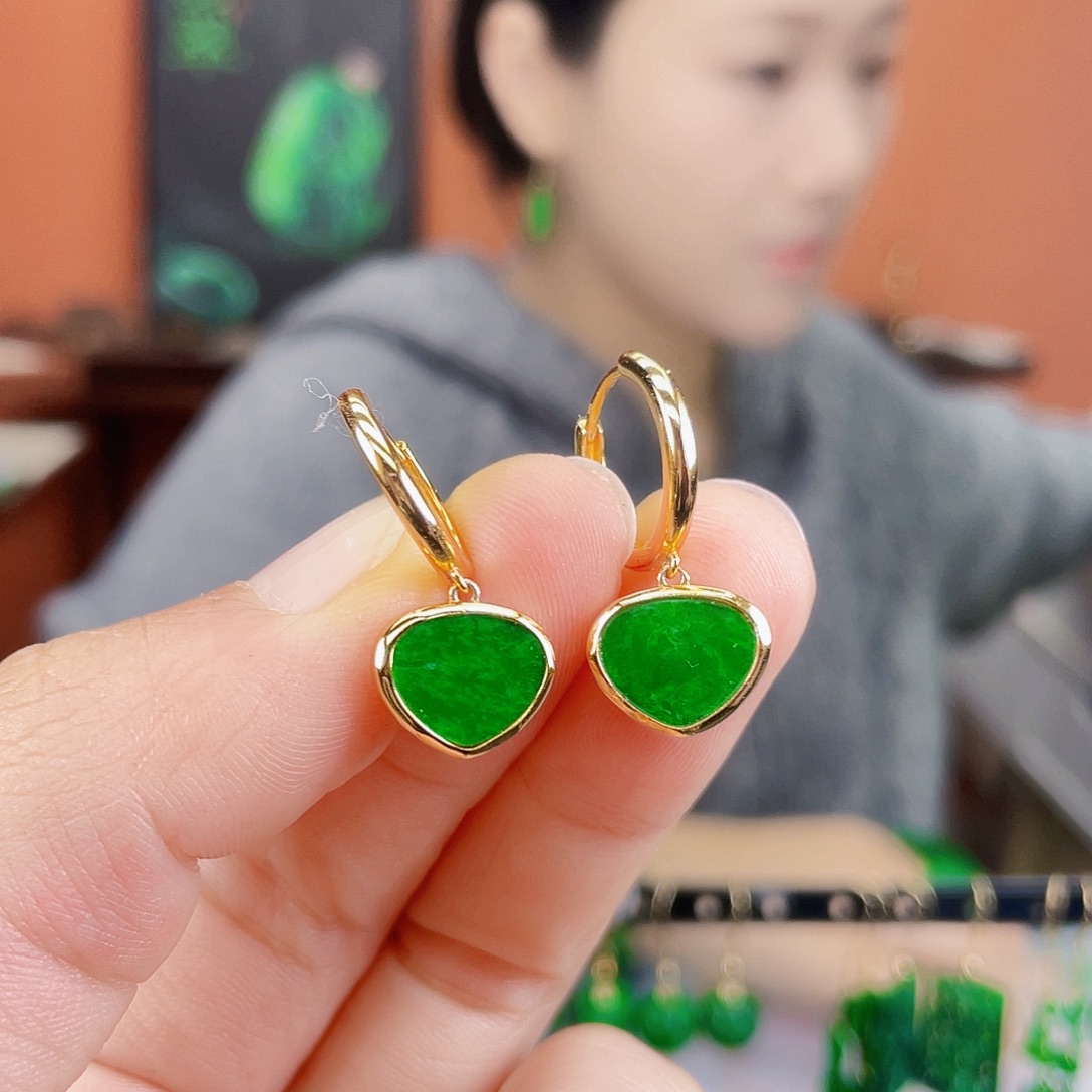 翡翠银S925镶嵌耳饰