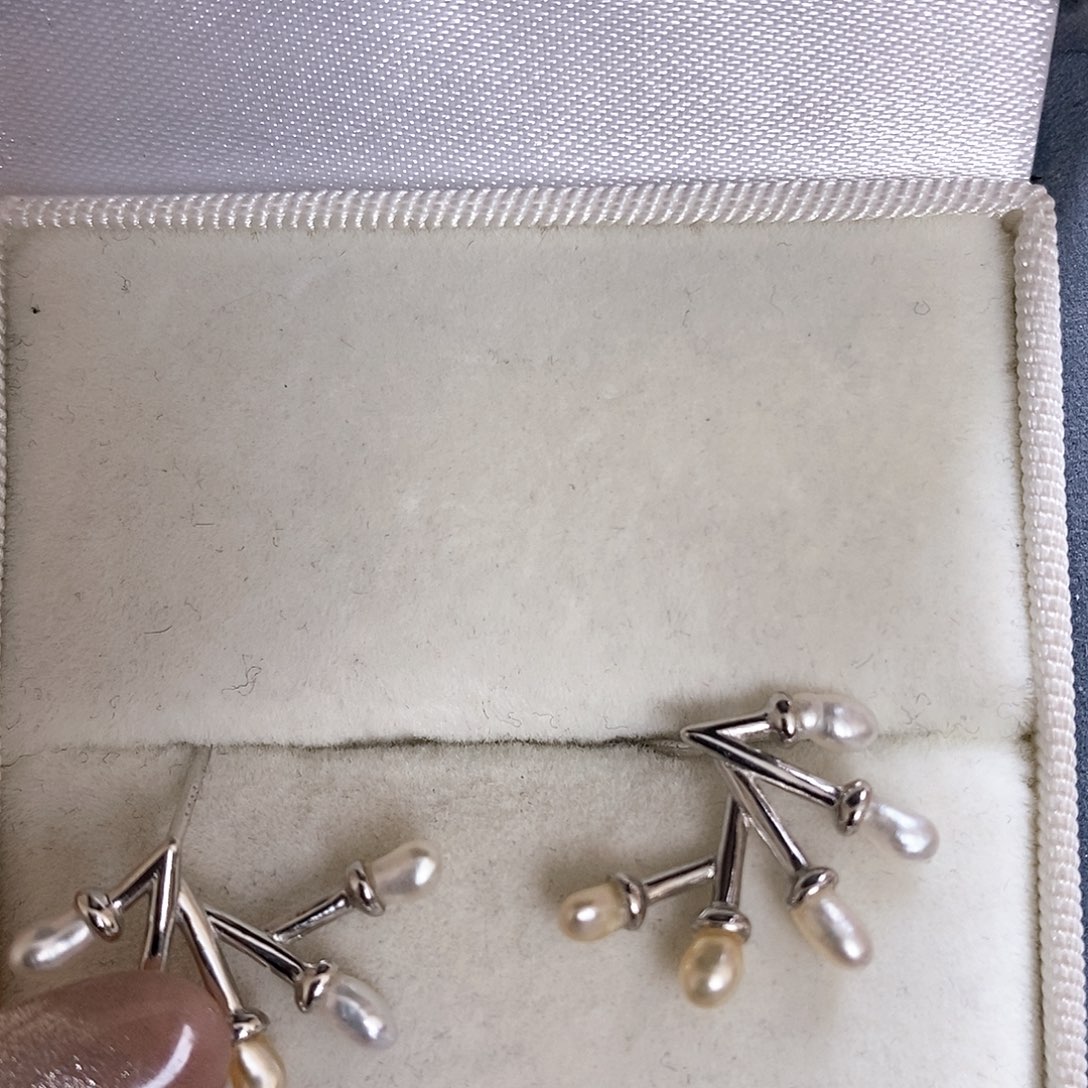 海水珍珠耳饰银S925镶嵌