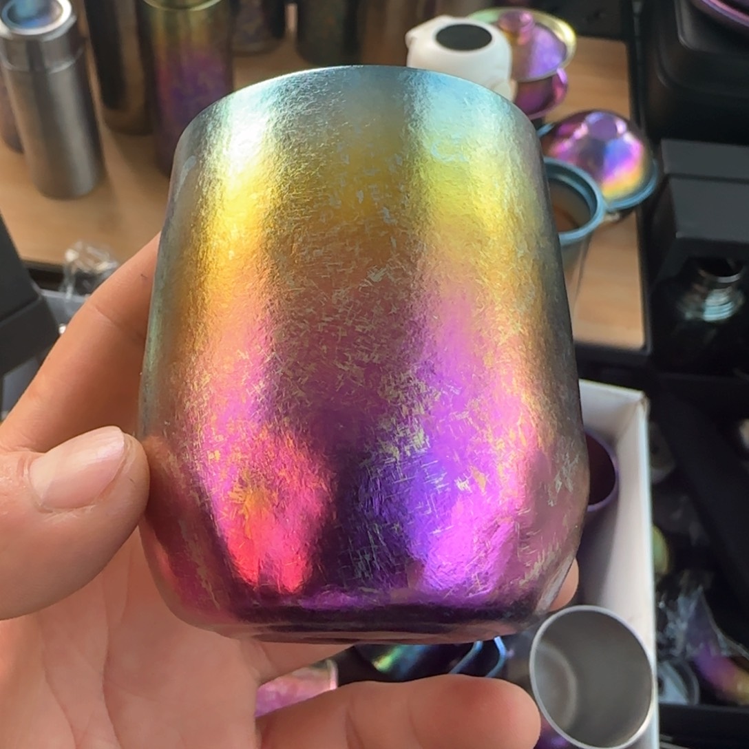 金属蓝边炫彩小鹅蛋杯微瑕