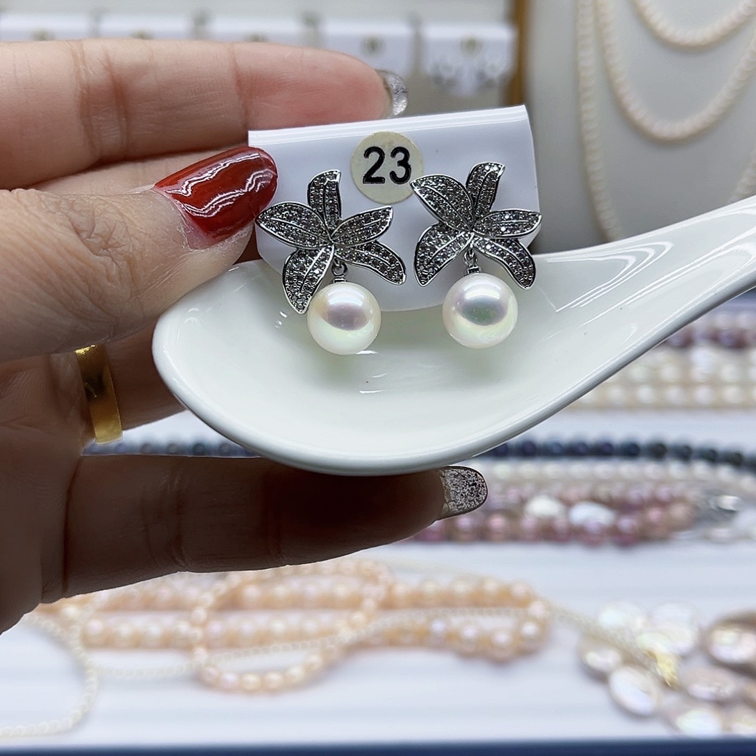 淡水珍珠耳饰银S925镶嵌