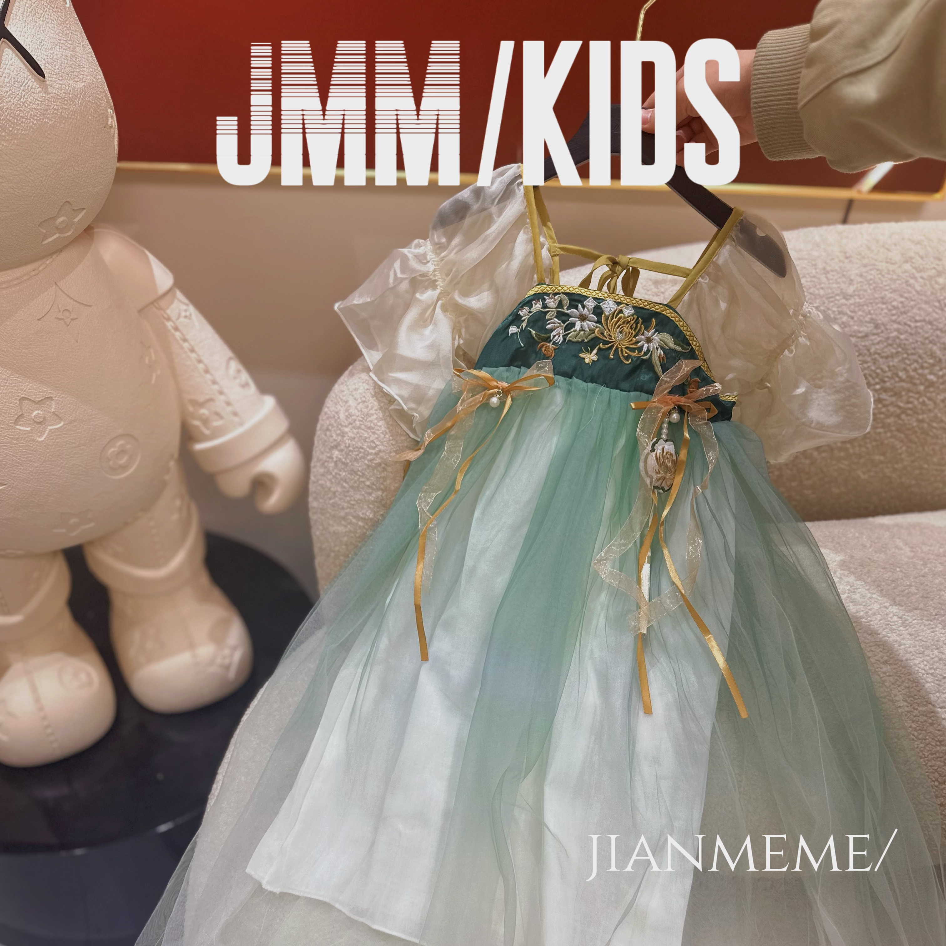 夏单品-绿国风裙F194 女童汉服连衣裙夏季新款超仙公主裙古风纱裙