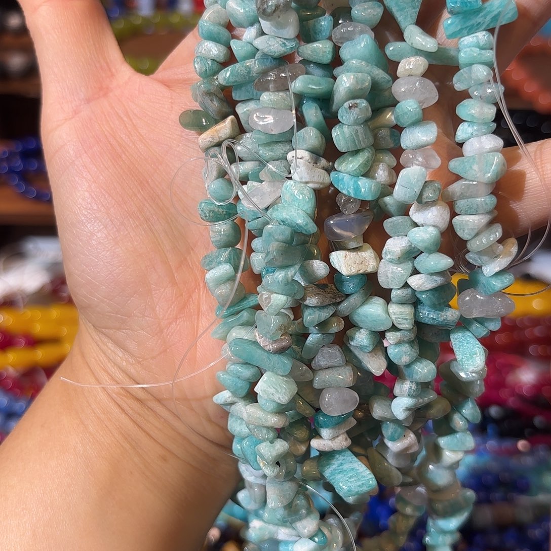 玛瑙/玉髓银S925镀金镶嵌珠宝半成品天河石碎石一条