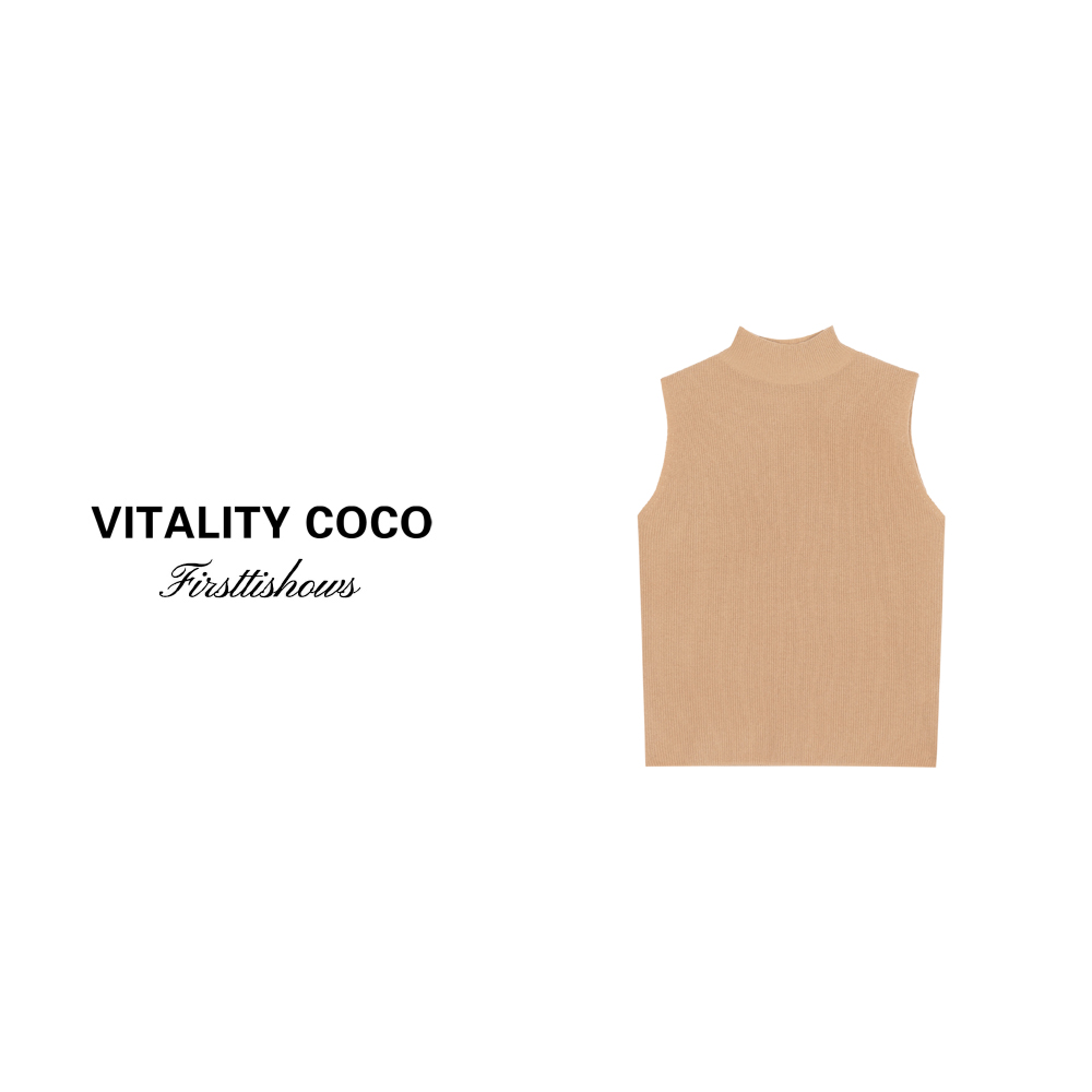「VITALITY COCO」冬季新款无袖针织纯色高级感百搭羊绒背心-1792