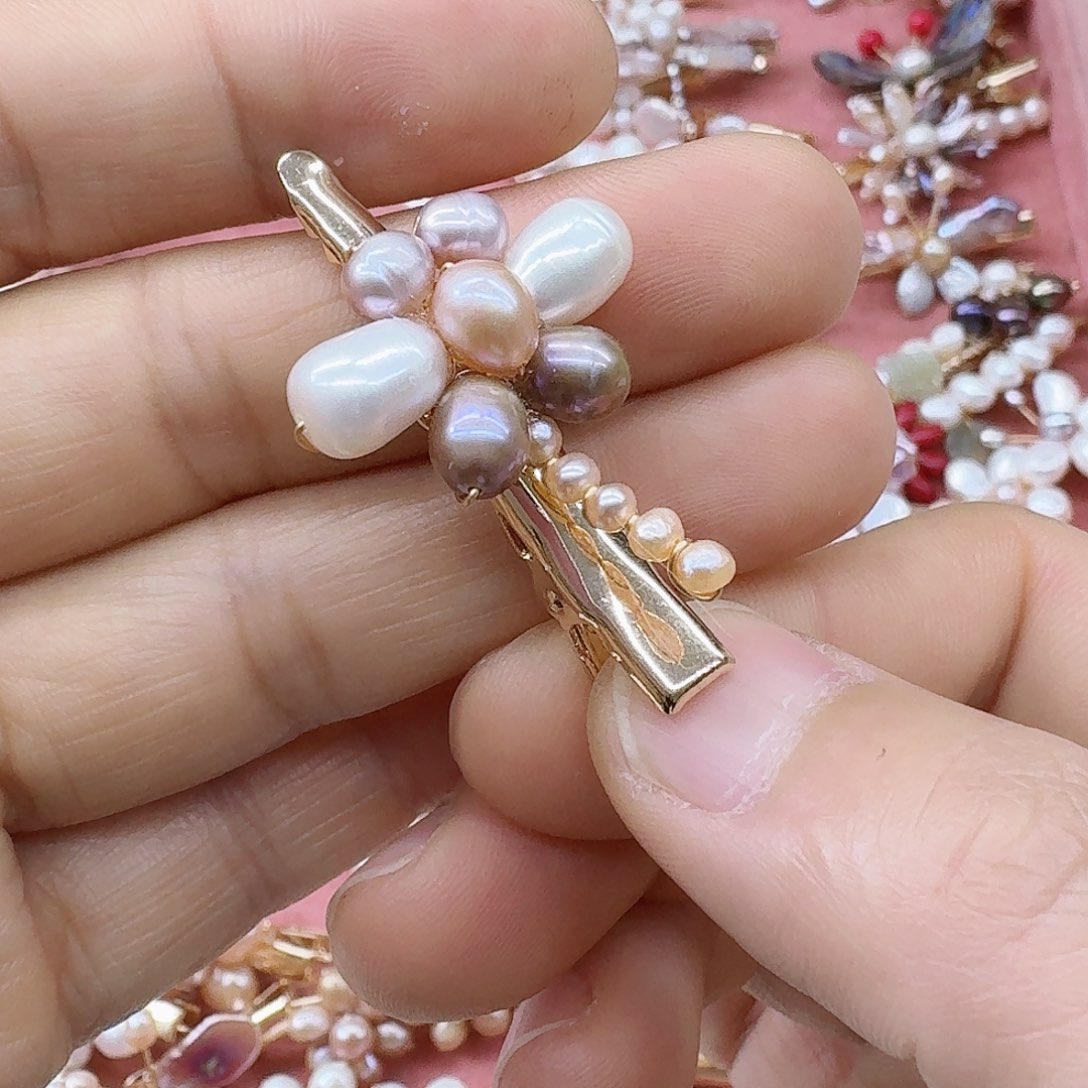 银S925镶嵌淡水珍珠发饰