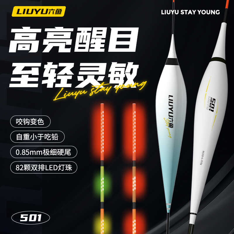 六鱼夜光漂日夜两用高亮高灵敏双排led醒目浮漂咬钩变色浮漂鱼漂