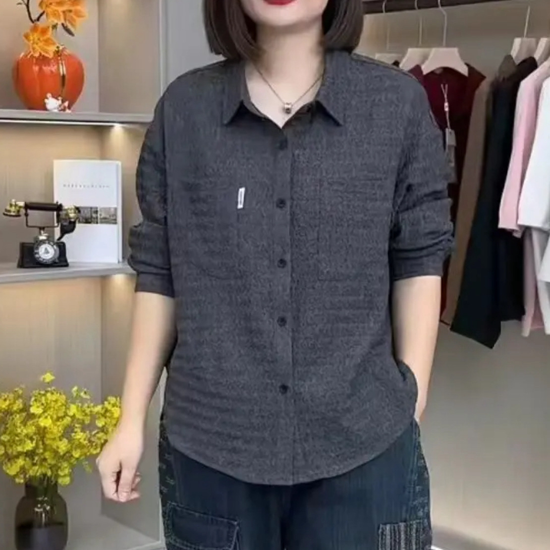 2025秋季新款纯色简约减龄女洋气宽松显瘦百搭气质衬衫871