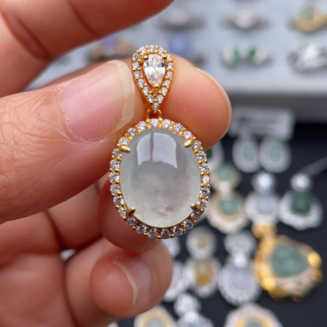 翡翠银S925镶嵌颈饰