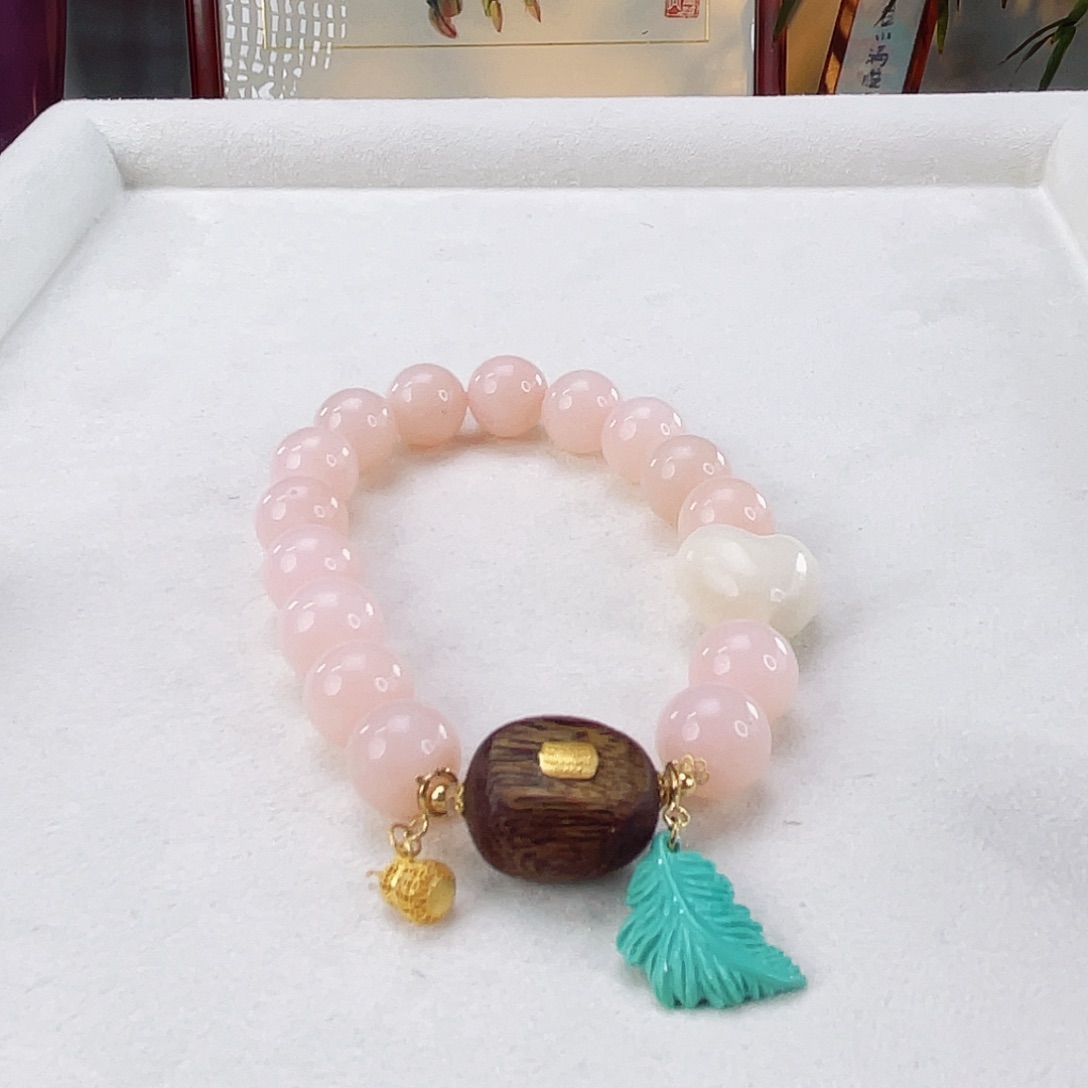 蛋白石手链18K金镶嵌粉澳宝10.6