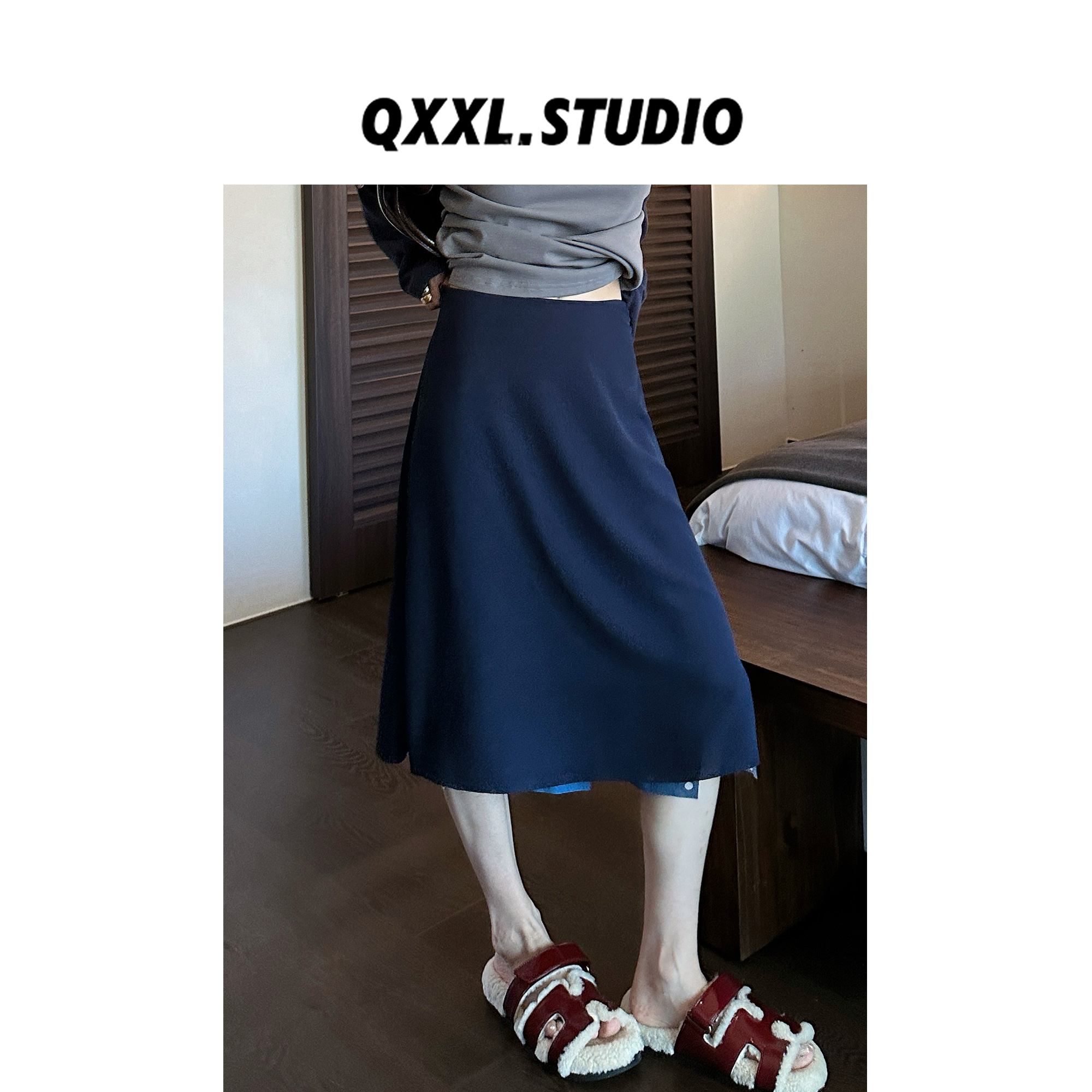 邱小小丽呀 早秋设计款里衬波点半身裙女高腰显瘦气质小众a字裙