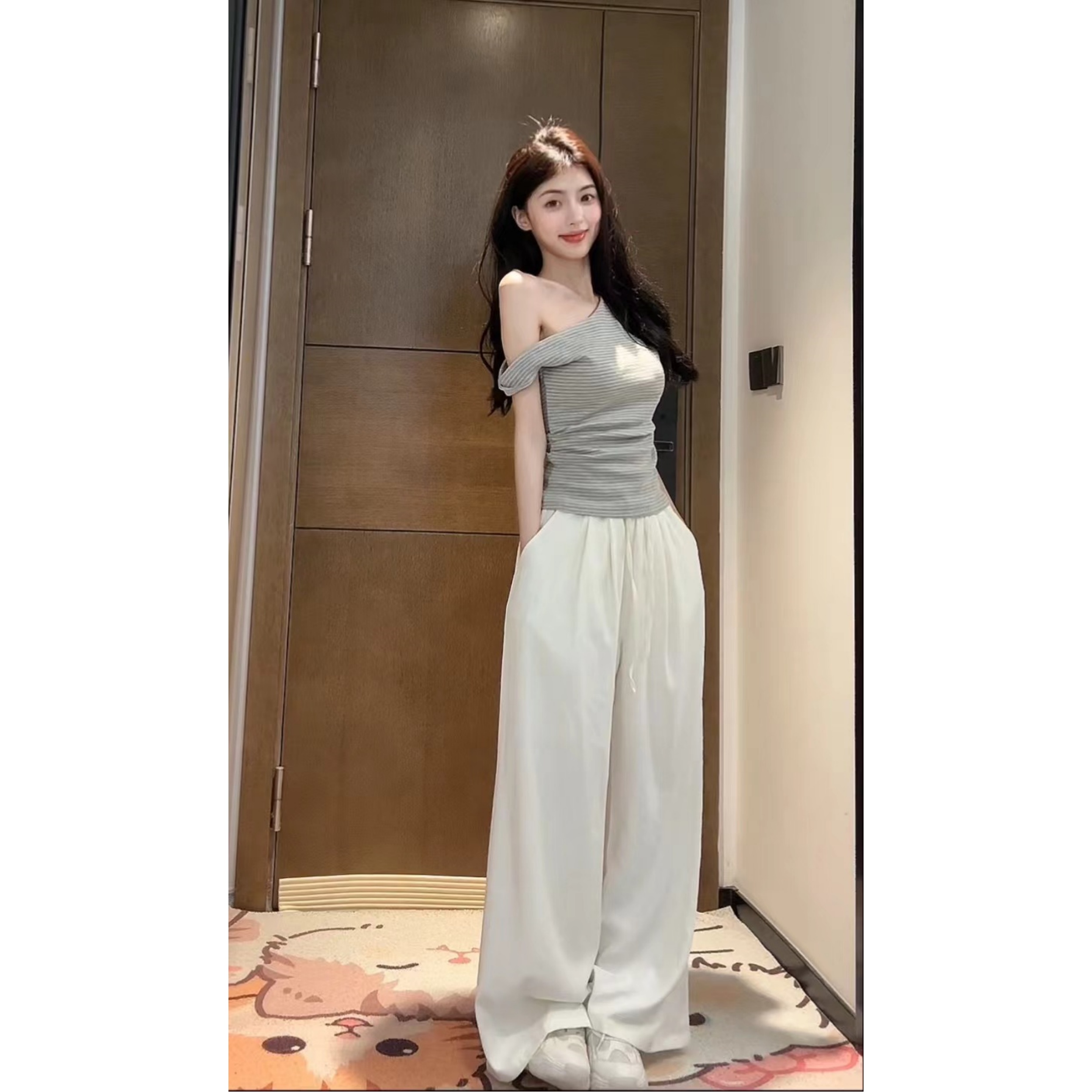 【XIAOBAWANG】西装阔腿裤辣妹夏季宽松设计感显瘦高腰裤子