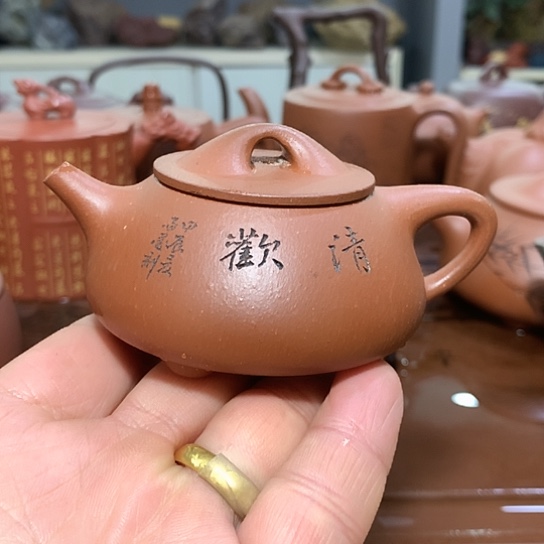 紫砂茶杯全手工制作工艺师作品原矿底槽青紫砂壶容量100