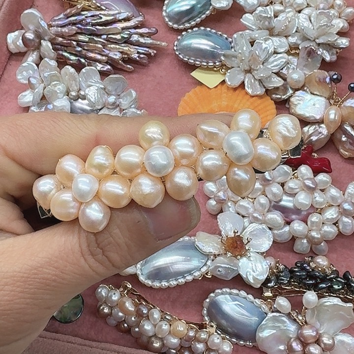 淡水珍珠发饰银S925镶嵌