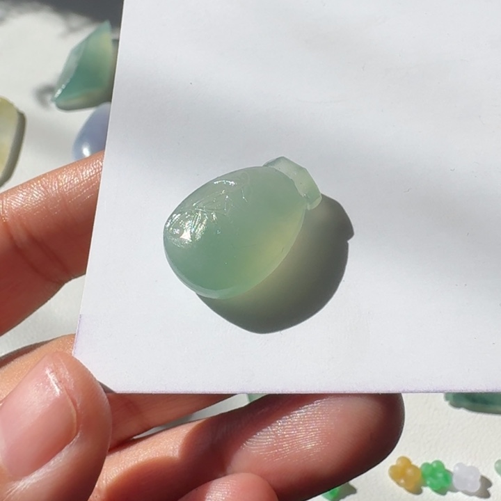 定制翡翠未镶嵌竹节，无事牌