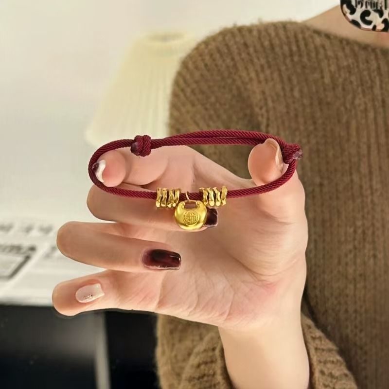 手链 L（粉丝专属）999镀K红绳小胖福盘缠手链好运本命年