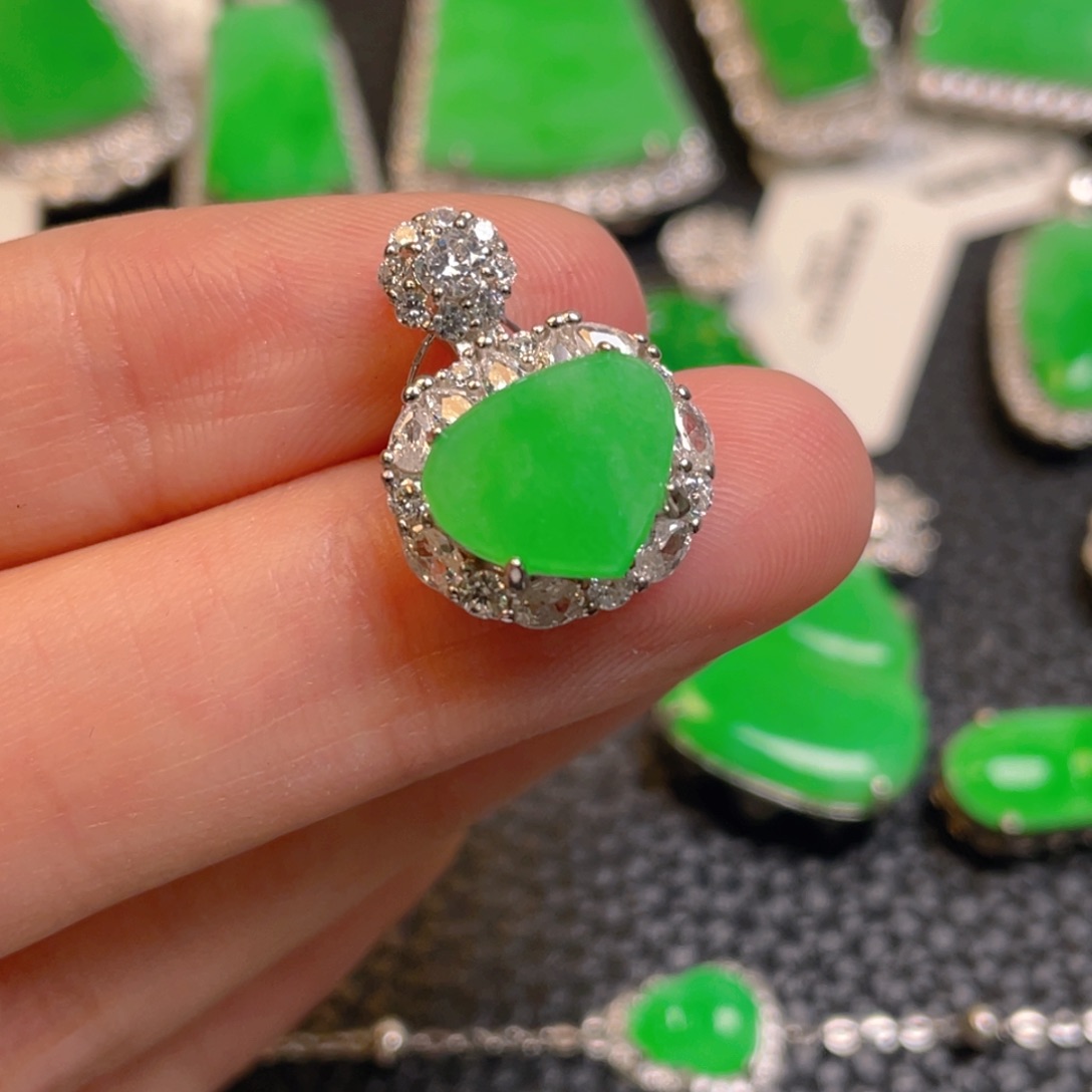 翡翠银S925镶嵌吊坠(不含链)