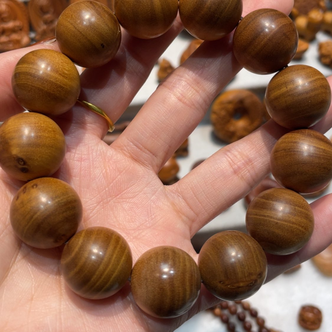 【闪购商品】檀香木手串/手链1.8横纹瑕疵珠子单圈