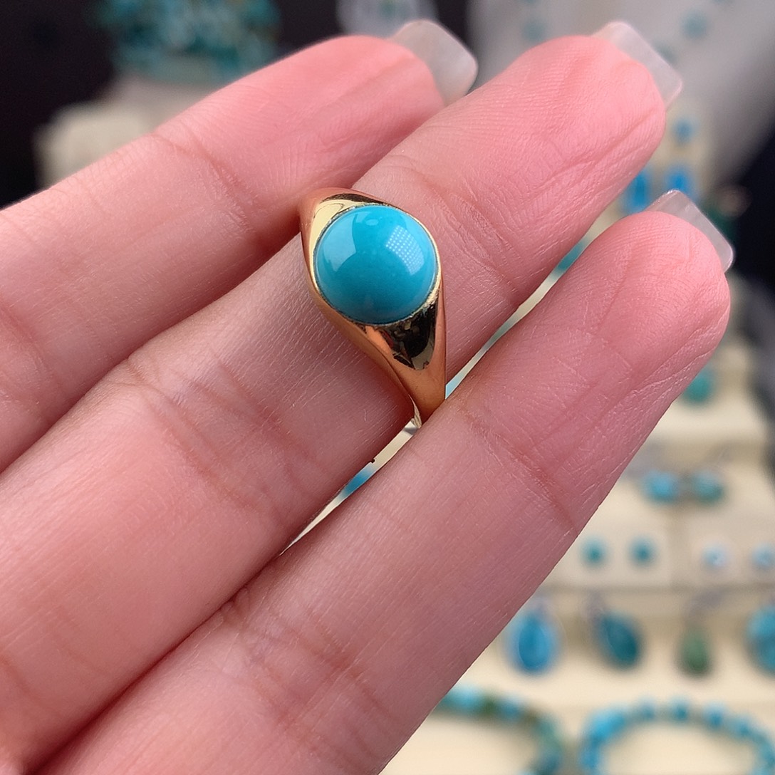 绿松石银S925镶嵌戒指