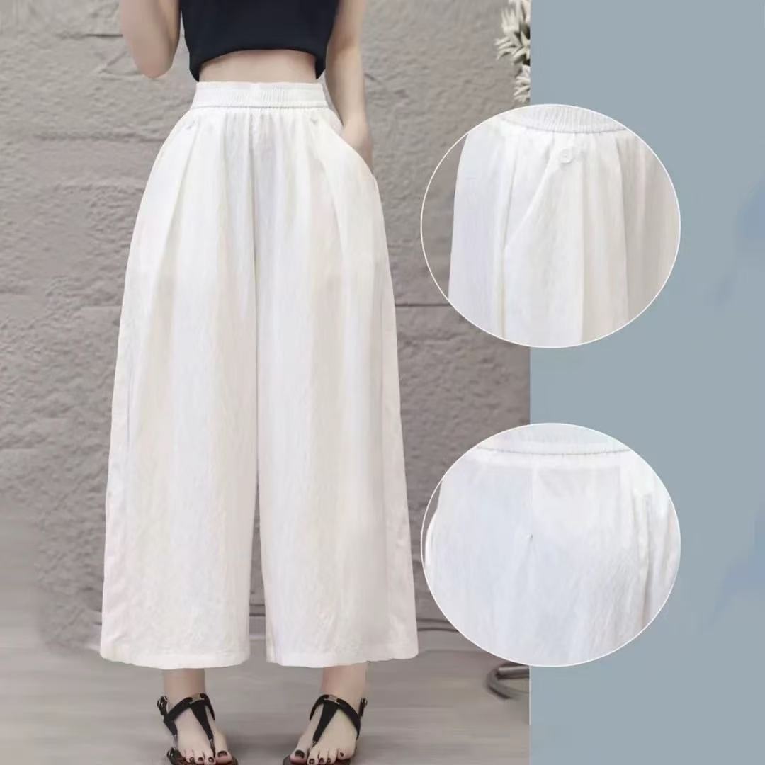 5876 百搭显瘦洋气时尚九分裤阔腿裤气质休闲夏季新品 2025夏