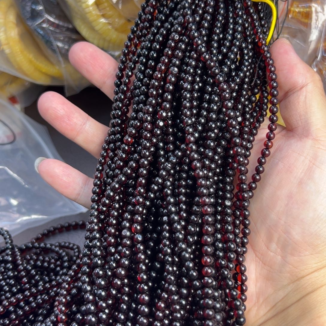 琥珀未镶嵌裸石血珀小米珠4mm+多样发其一