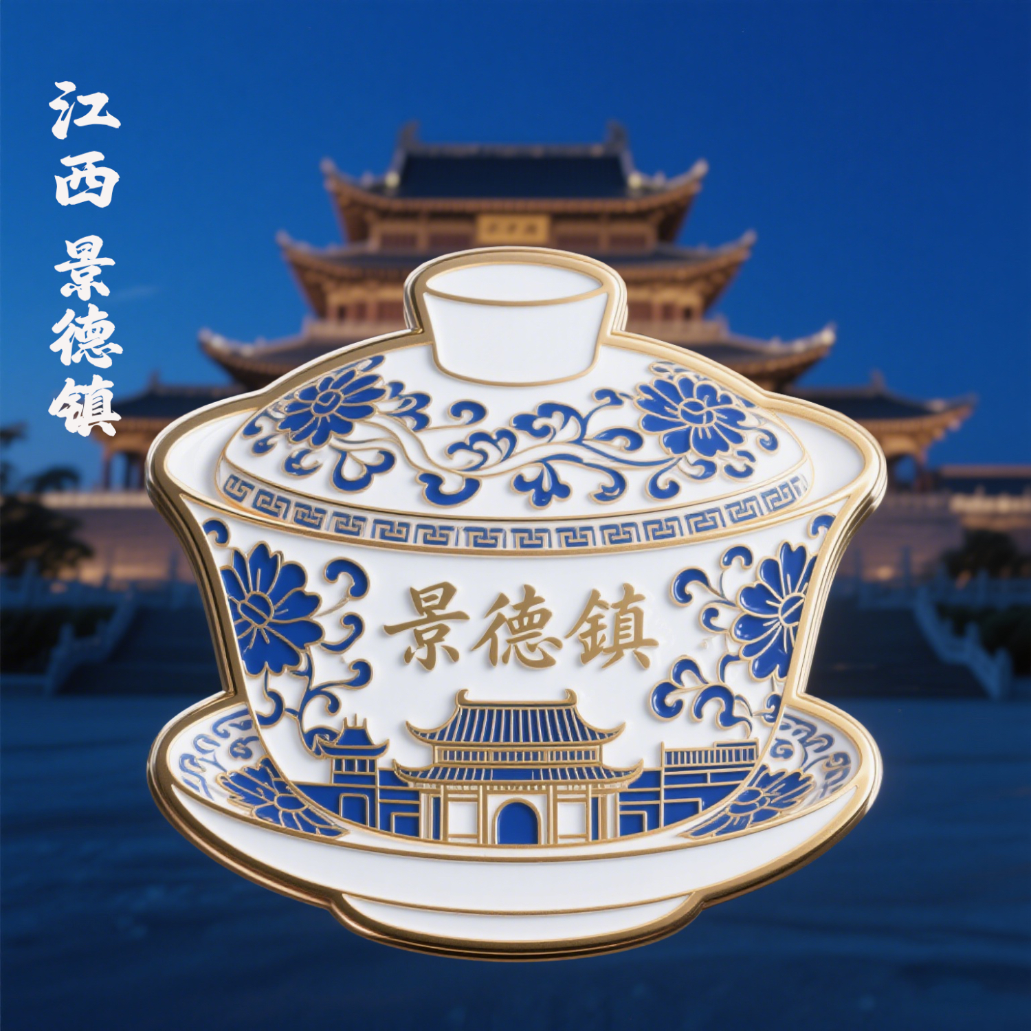 江西博物馆金属冰箱贴磁吸旅游纪念景点创意创意珐琅文创冰箱贴