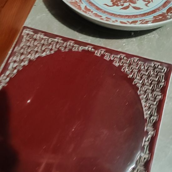 摆件陶全手工红釉茶盘