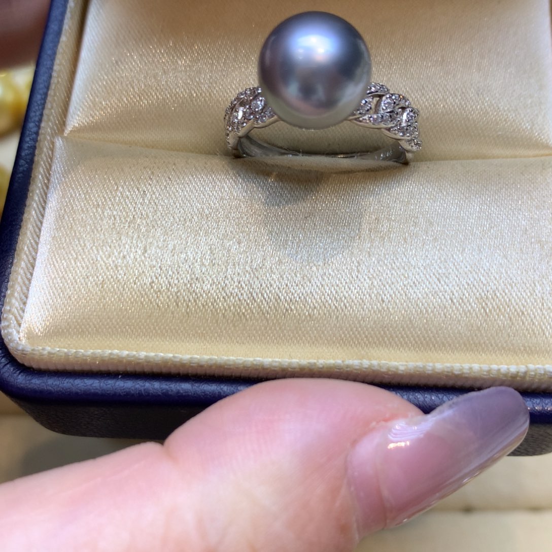 银S925镶嵌戒指海水珍珠