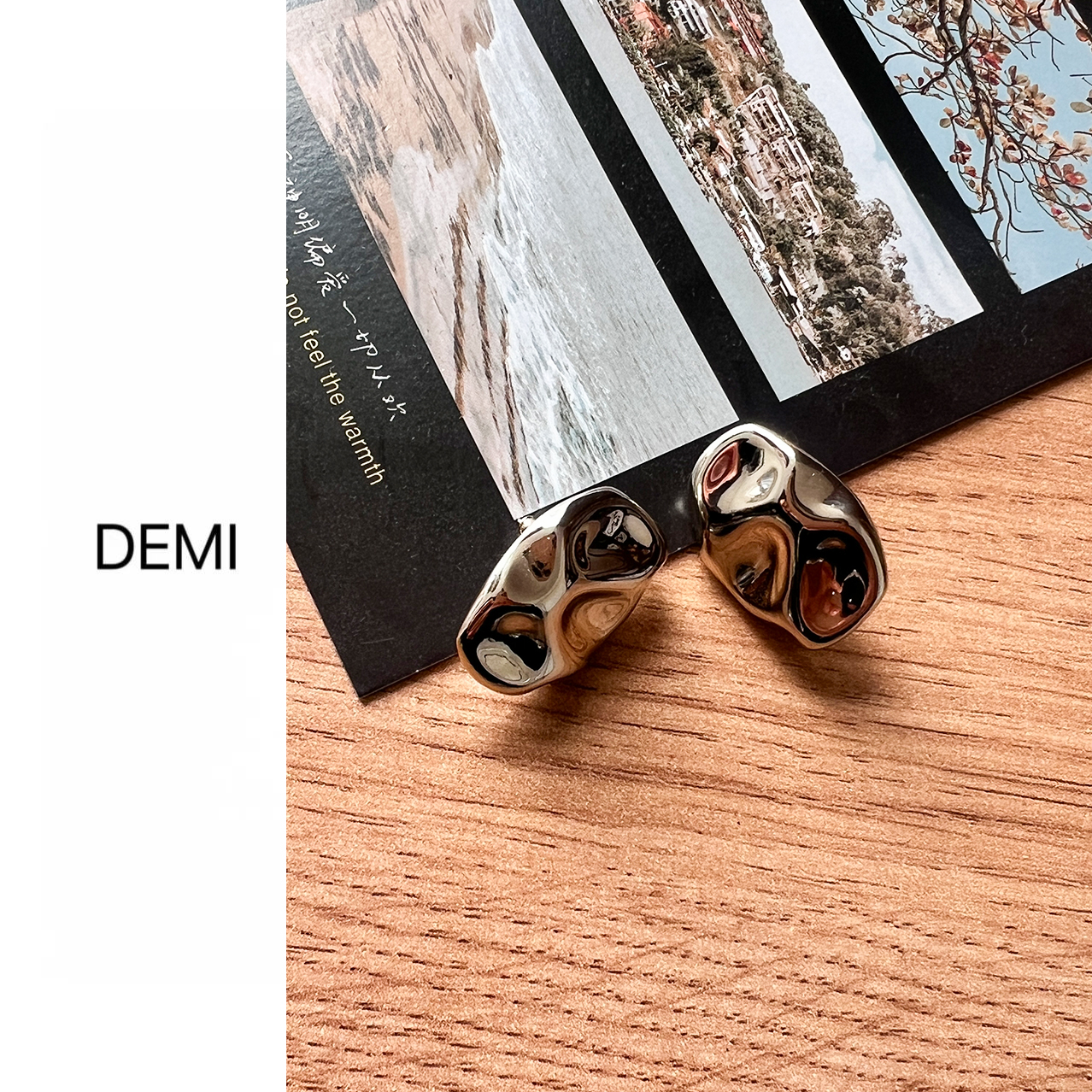 铜合金亚克力耳饰  新款小众设计感褶皱耳钉高级F1405