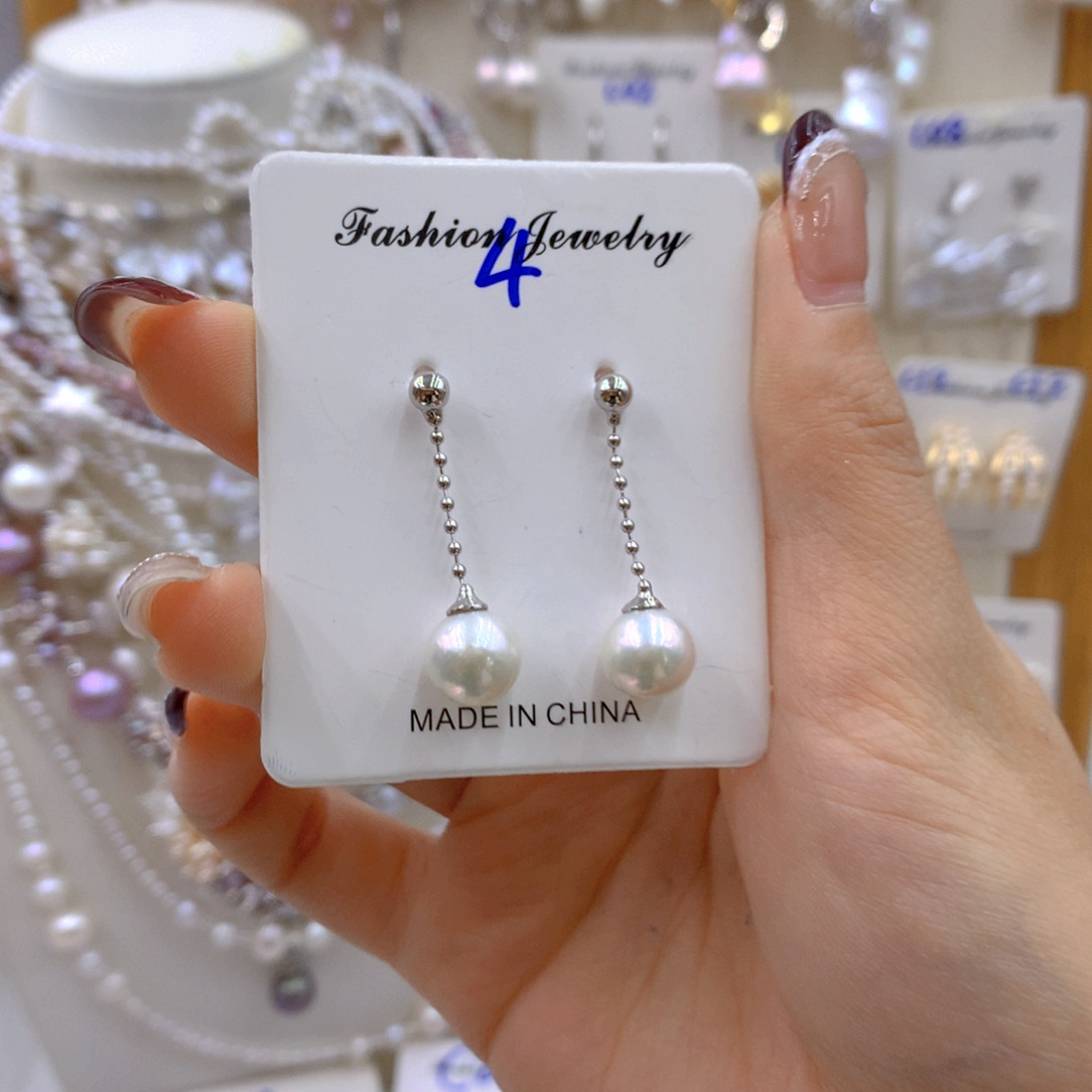 淡水珍珠耳饰银S925镶嵌