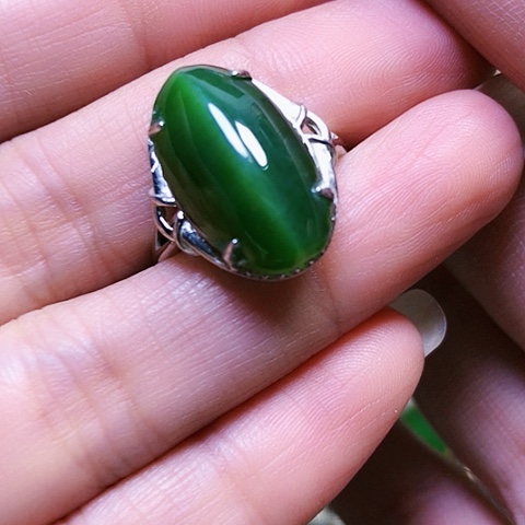 和田玉银S925镶嵌戒指