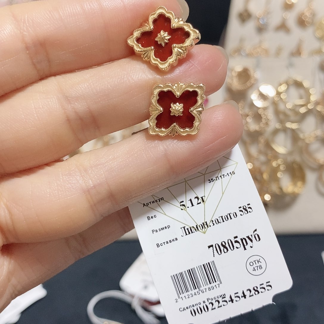 玛瑙/玉髓耳环14K金镶嵌