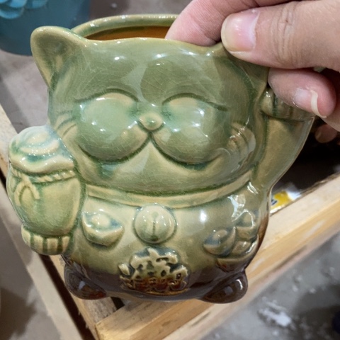 陶瓷小绿色招财猫31311313