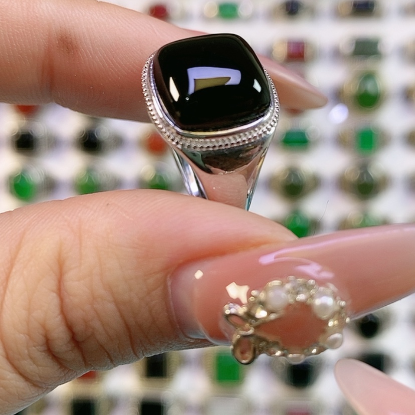 【闪购商品】银S925镶嵌戒指玛瑙/玉髓