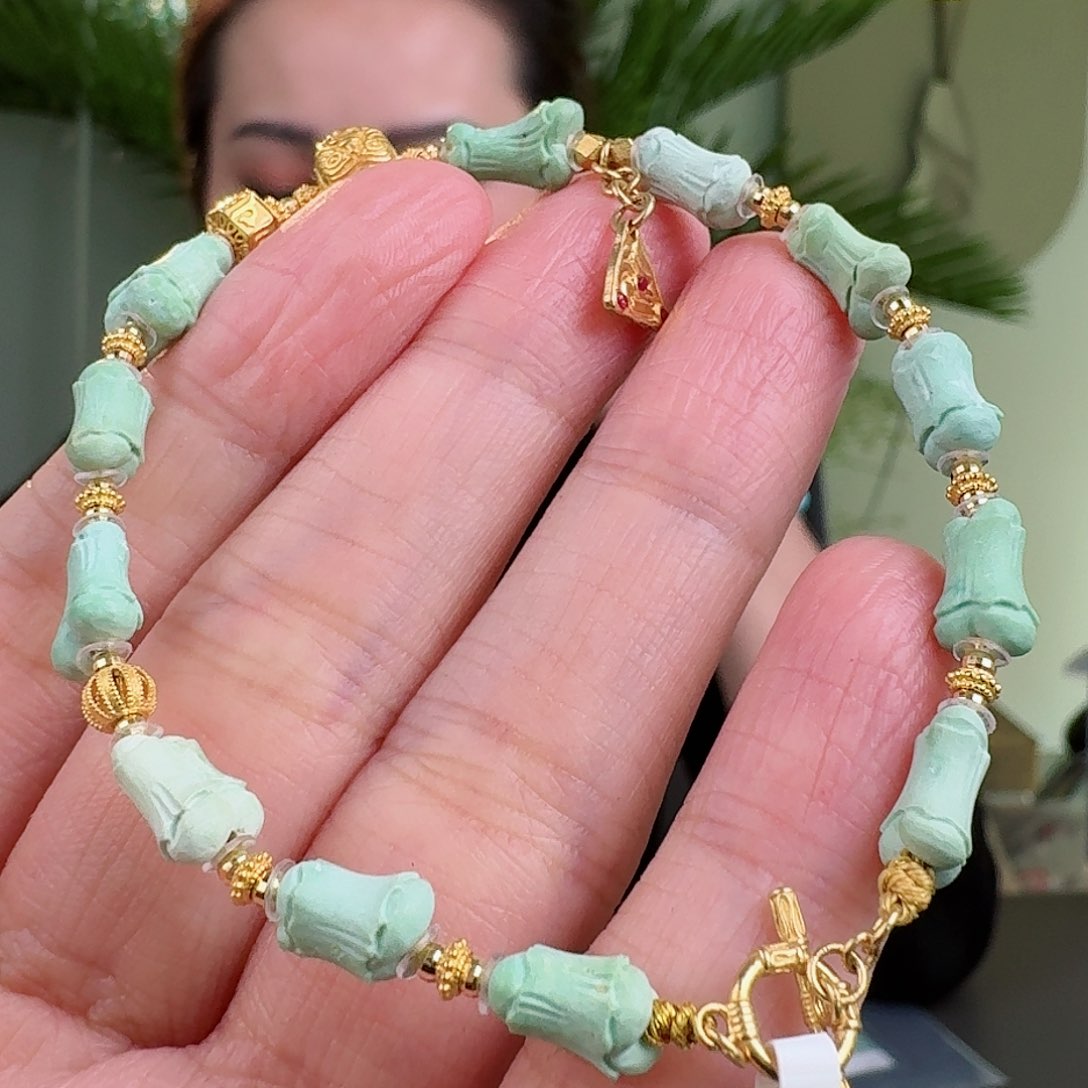 绿松石珠宝奇石18K金镶嵌