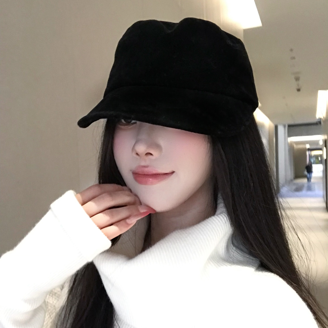 韩版麂皮绒马术帽春秋百搭休闲显脸小帽子女日系小众款