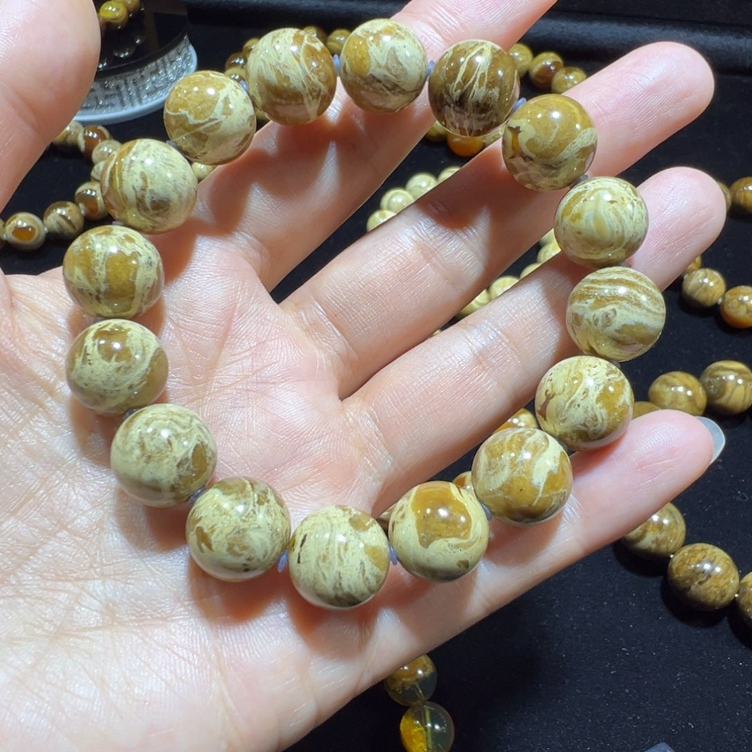 未镶嵌琥珀手串瓷白花13规格