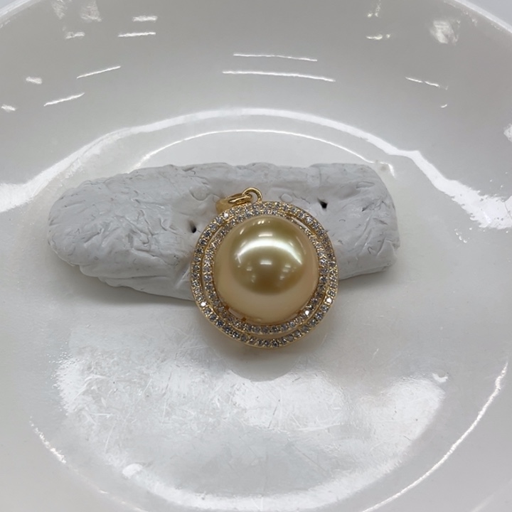 银S925镶嵌吊坠(不含链)海水珍珠12-13m