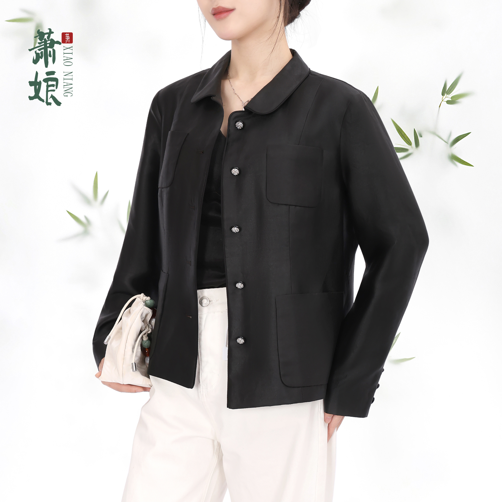 【赤羽】缎龟香云纱外套新中式桑蚕丝短款上衣国风外搭5844