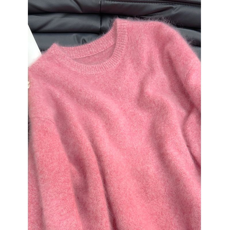 【YUNONG】 万人迷圆领粉色 100拉绒羊毛/羊绒针织高货冬季毛衣百搭