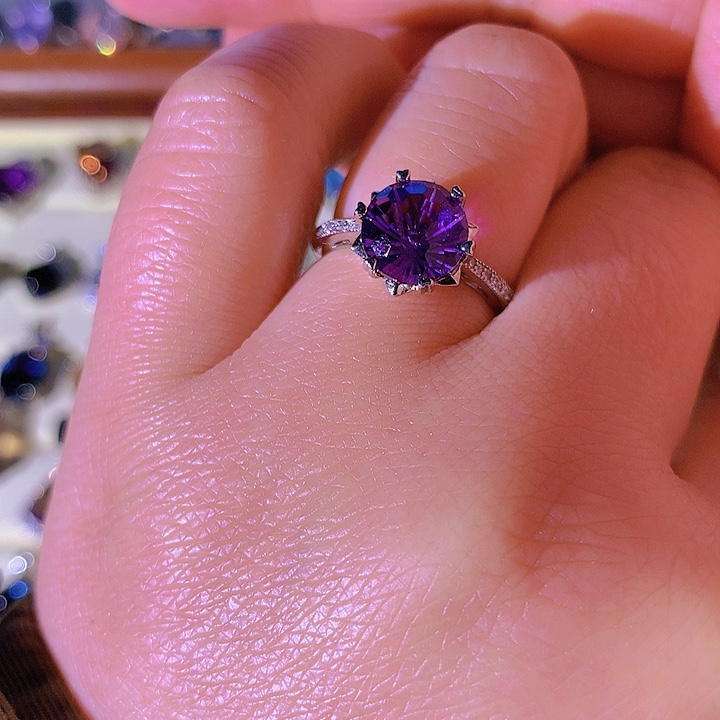 紫晶戒指银S925镶嵌㵬