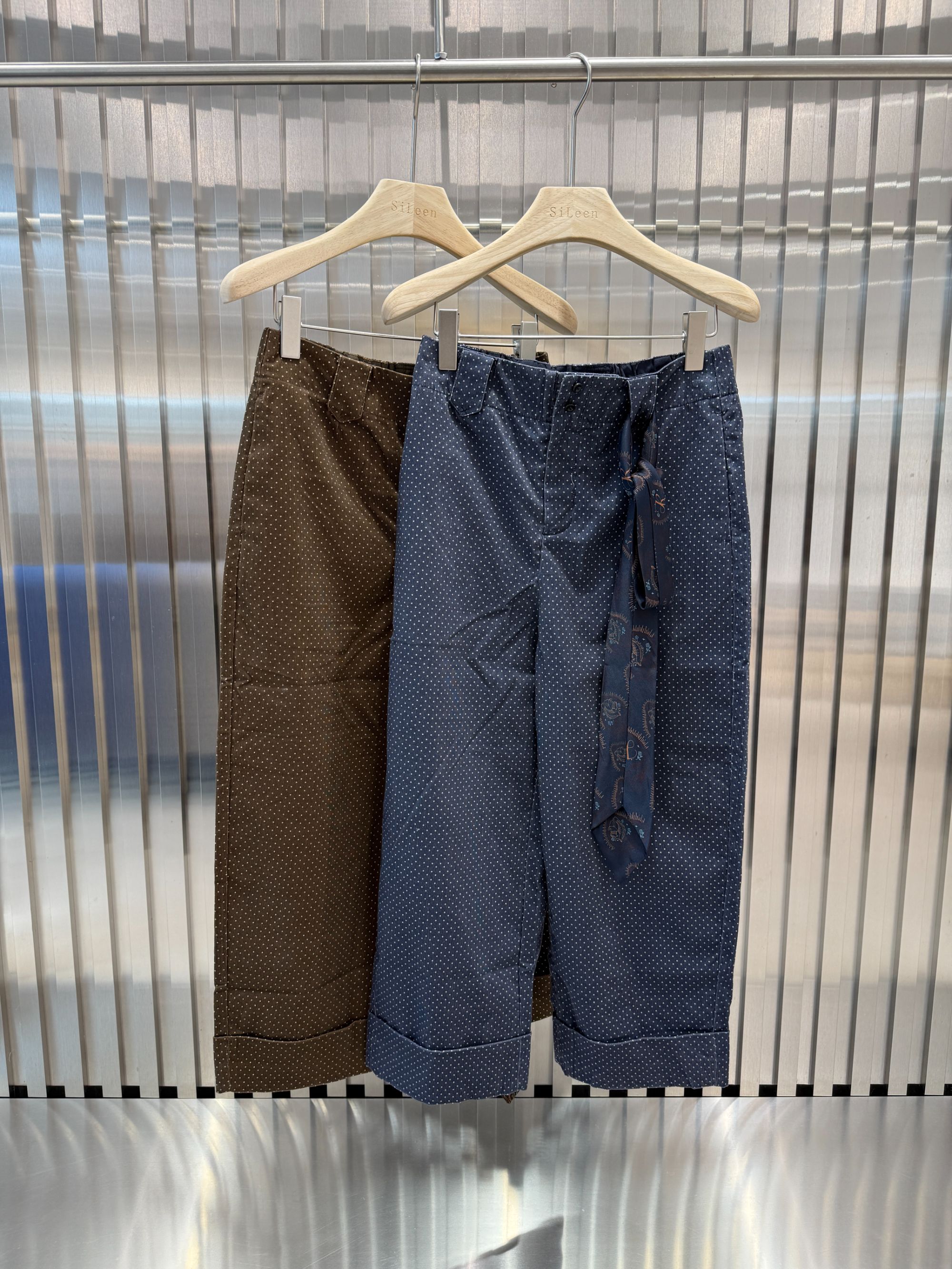 【JR】设计师品牌25年秋新品波点带丝巾装饰休闲裤370891