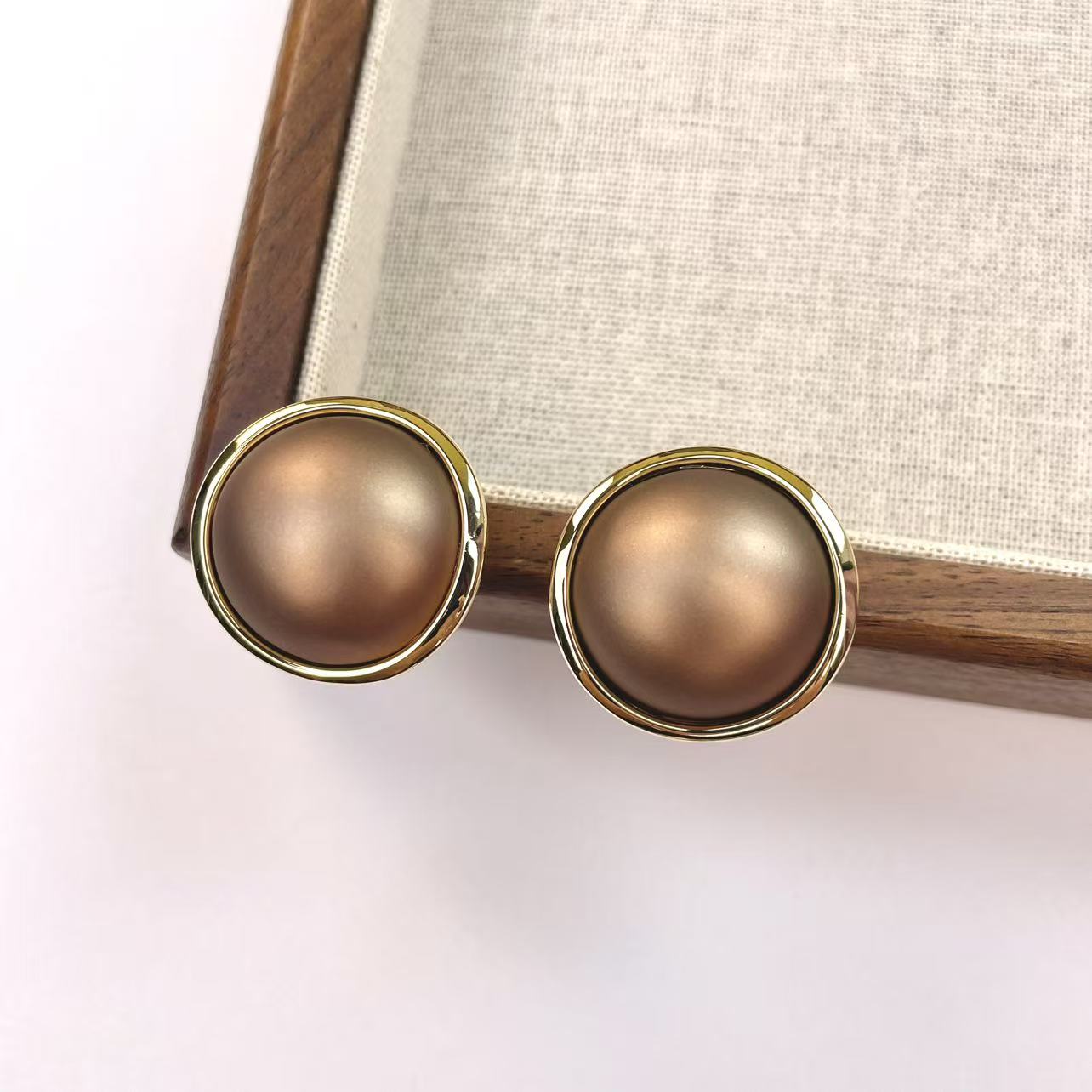 铜合金耳饰 买三送一 1222 手工气质轻奢复古法式素款耳钉耳扣