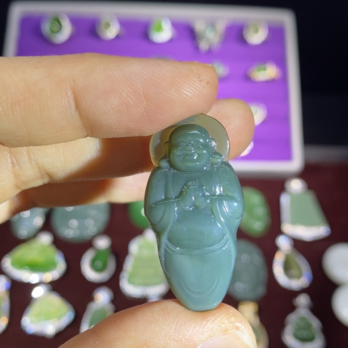 【闪购商品】和田玉（碧玉）颈饰未镶嵌阿弥陀佛碧玉鸭蛋青