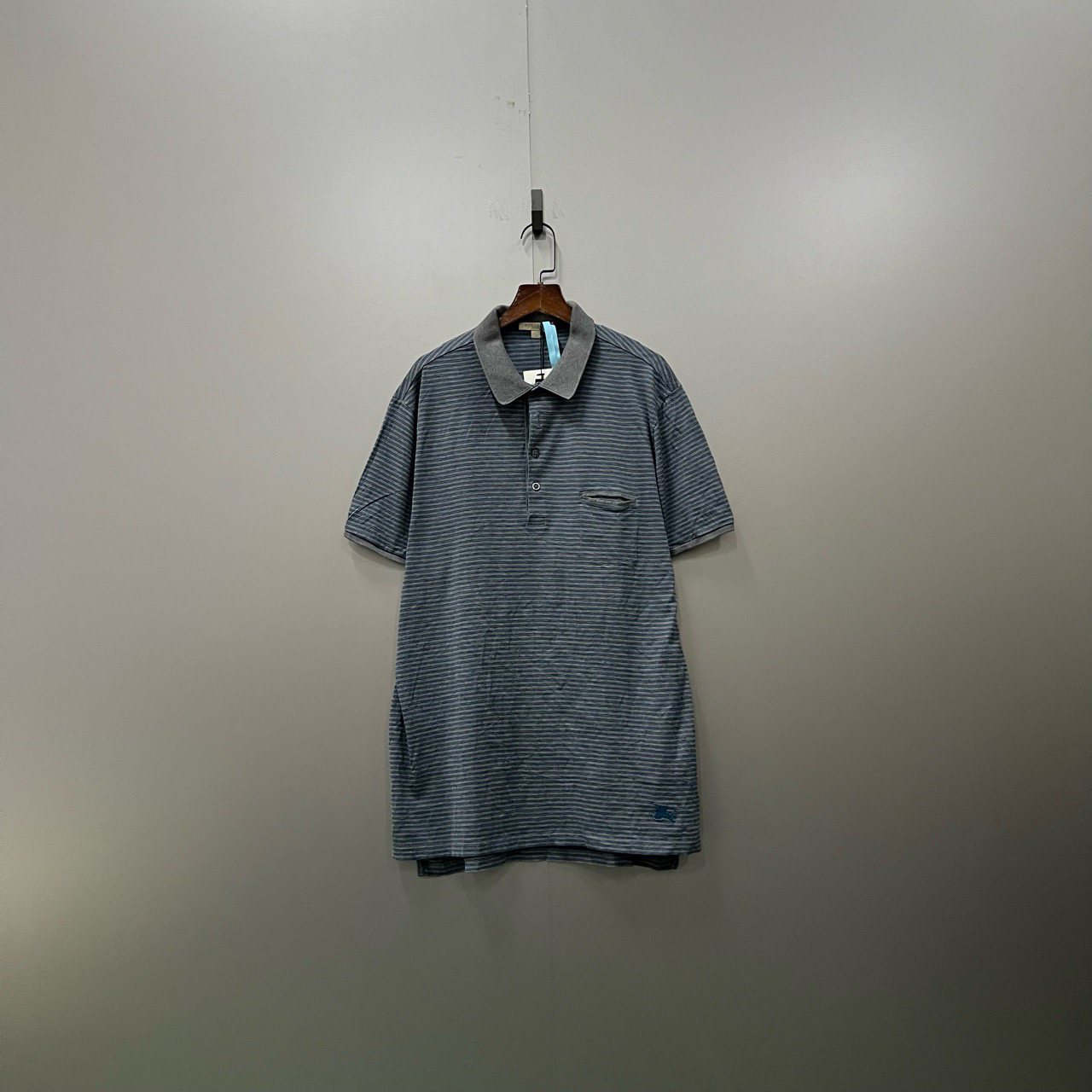 95新 BURBERRY/博柏利 （bb）拼色条纹polo衫 L码/201749