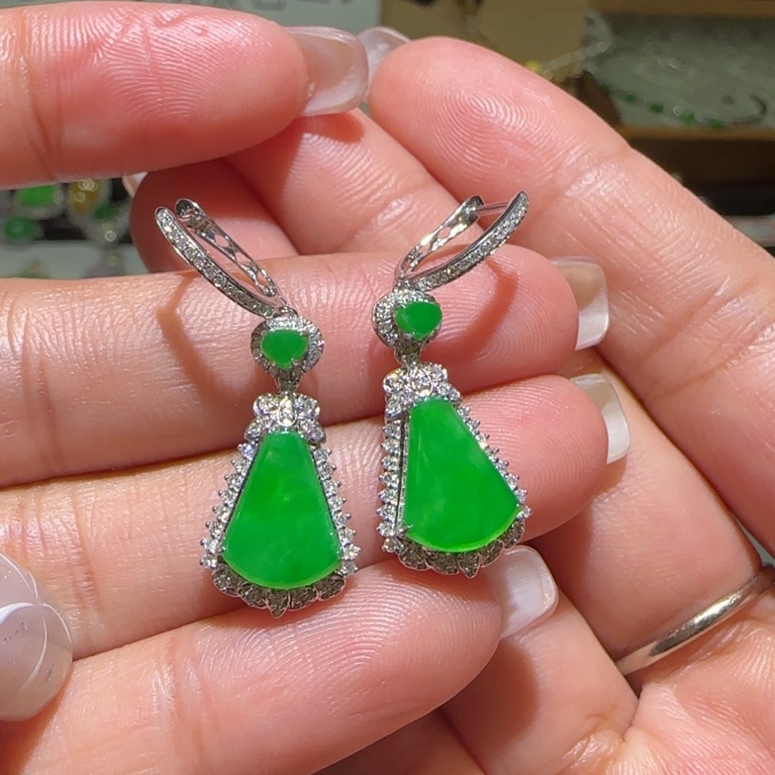 【闪购商品】翡翠耳饰18K金镶嵌缅甸