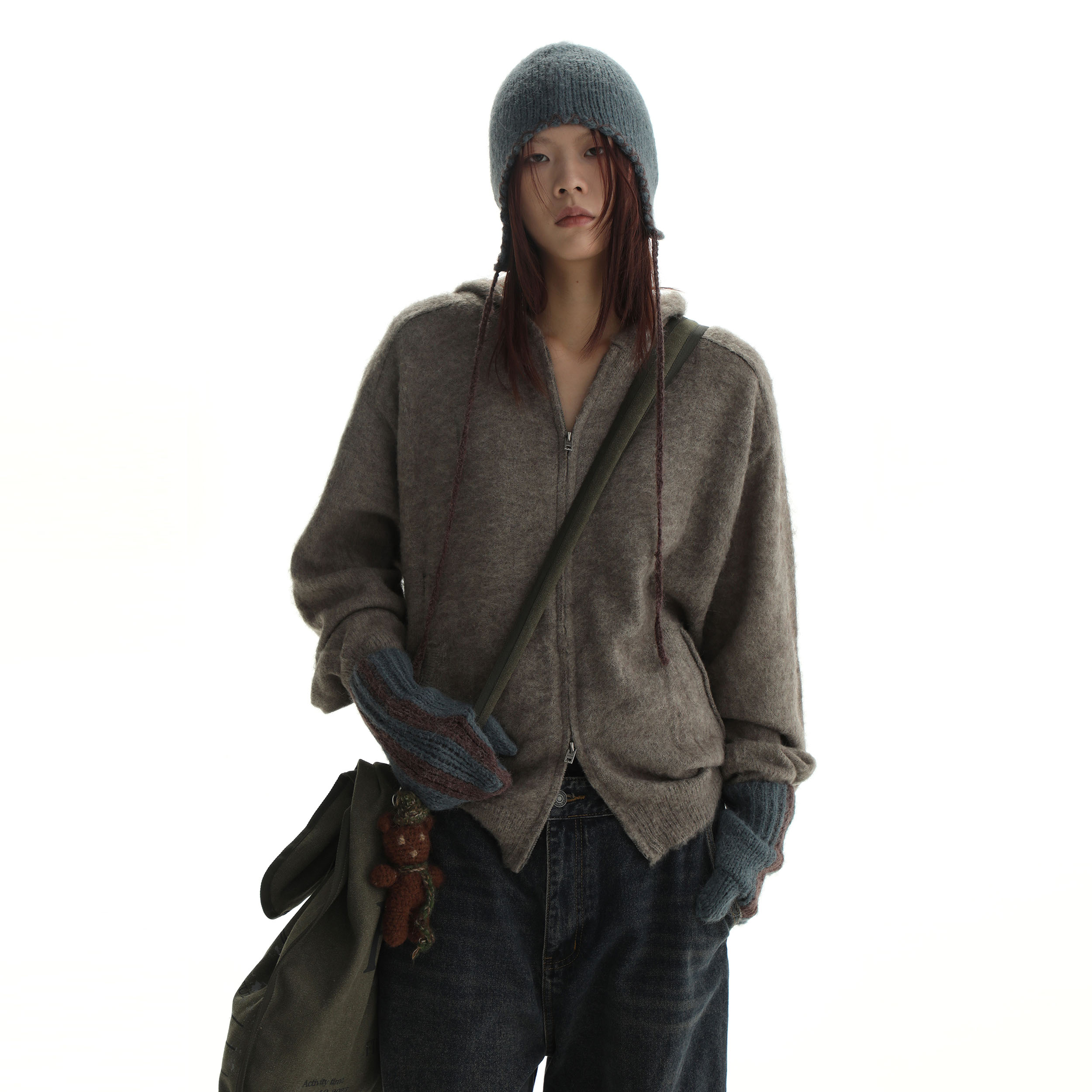 【11/11新毛衣】深度感受寒冬低饱和 超细马海蓬松拉链开衫