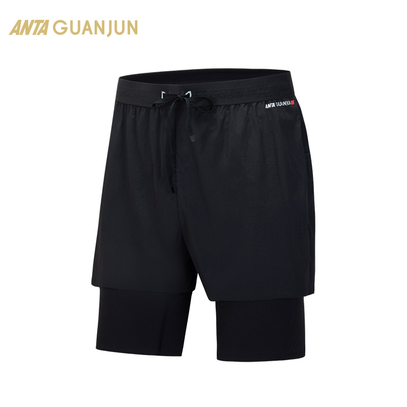 安踏冠军户外系列 越野跑两件套短裤男士冰肤科技运动裤52510501