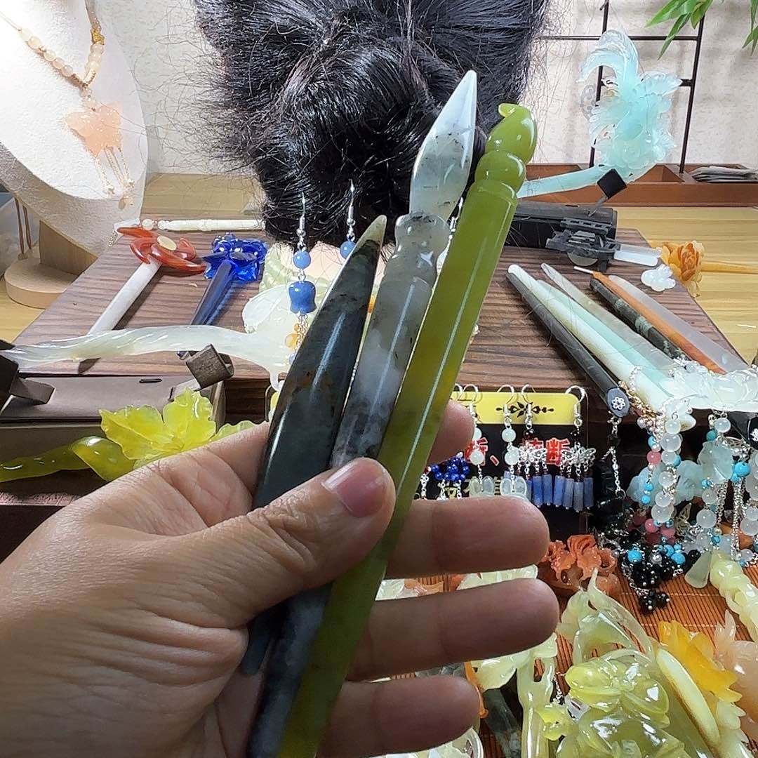 蛇纹石玉合金发饰