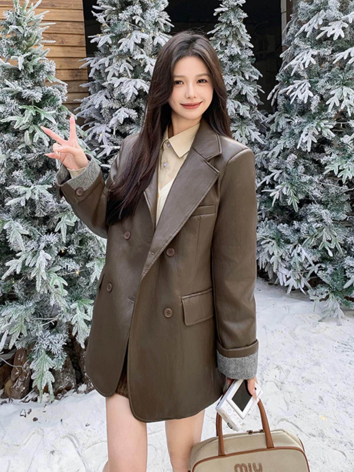 中长款羽绒皮外套