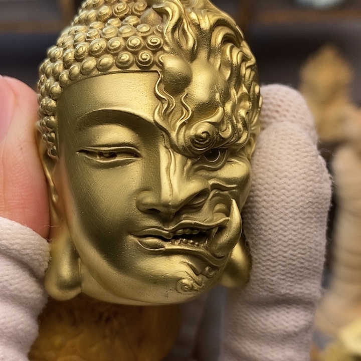 木纯黄铜一念之间手把件